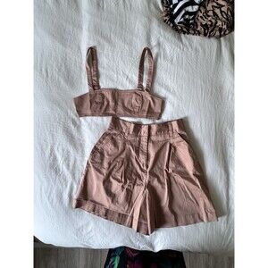 Danielle Bernstein Women's Short + Bra Top Set In Mauve Pants Sz 6 top Sz 2